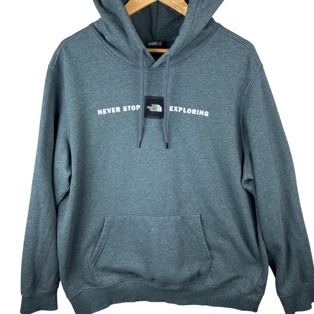 The North Face Mens XL Hoodie Never Stop Exploring Chenille Patch Gray